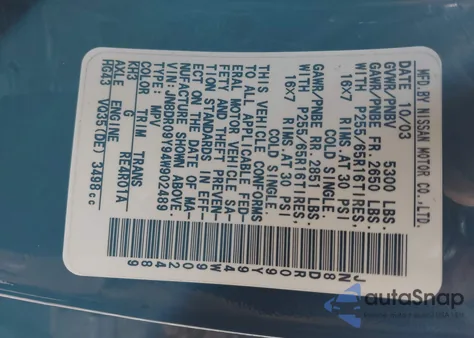 2004 Nissan Pathfinder Se из США, поврежденный, VIN JN8DR09Y94W902489